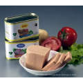 precio barato halal 198g 340g lata con carne de almuerzo de pollo enlatado fácil de abrir